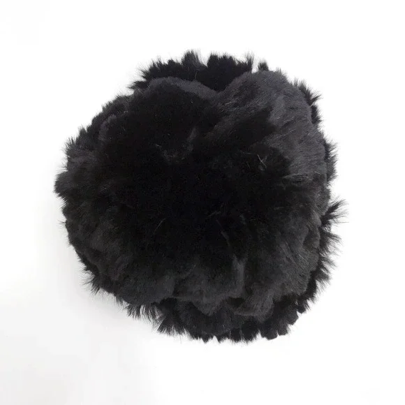NWT Reversible Knit Beanie Genuine Fur Hat in Solid Black Overstock MSRP $68 - Picture 6 of 7